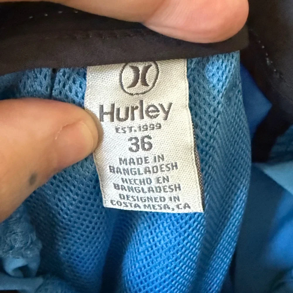 Hurley Men's Hybrid Board Shorts Blue Stretch Performance Size 36 Beach Casual